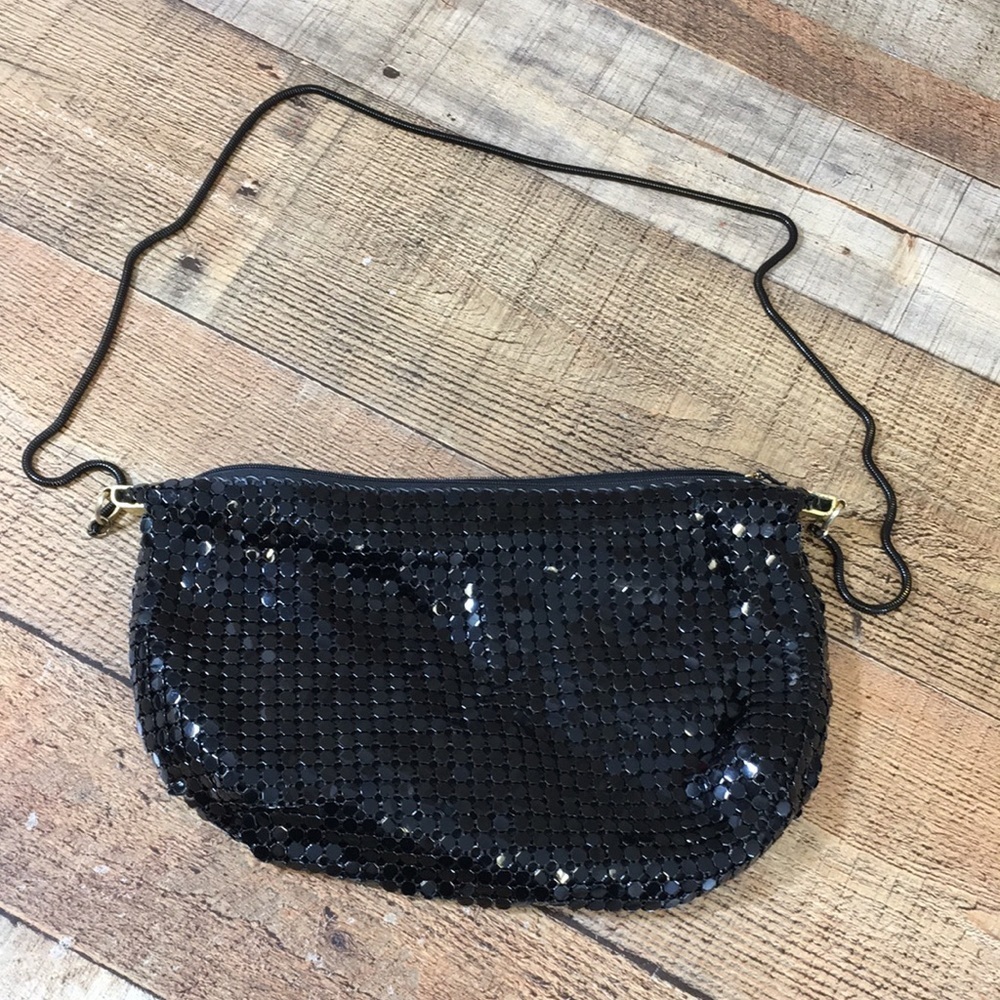 Lurella Vintage Black Metal Mesh Evening Bag Shoulder Purse